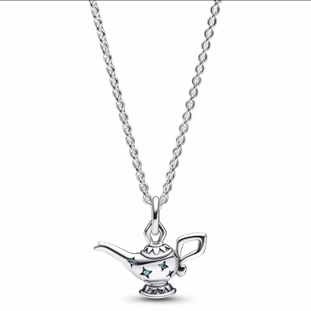 NWOT Disney Aladdin Magic Lamp Pendant Charm Necklace Jewelry Sterling Silver